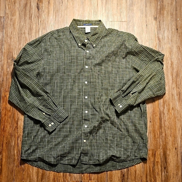 Old Navy Other - Mens Old Navy Olive Checkered Button Down Shirt XXL